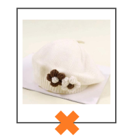 Kinder baret offwhite met naturel bloemen